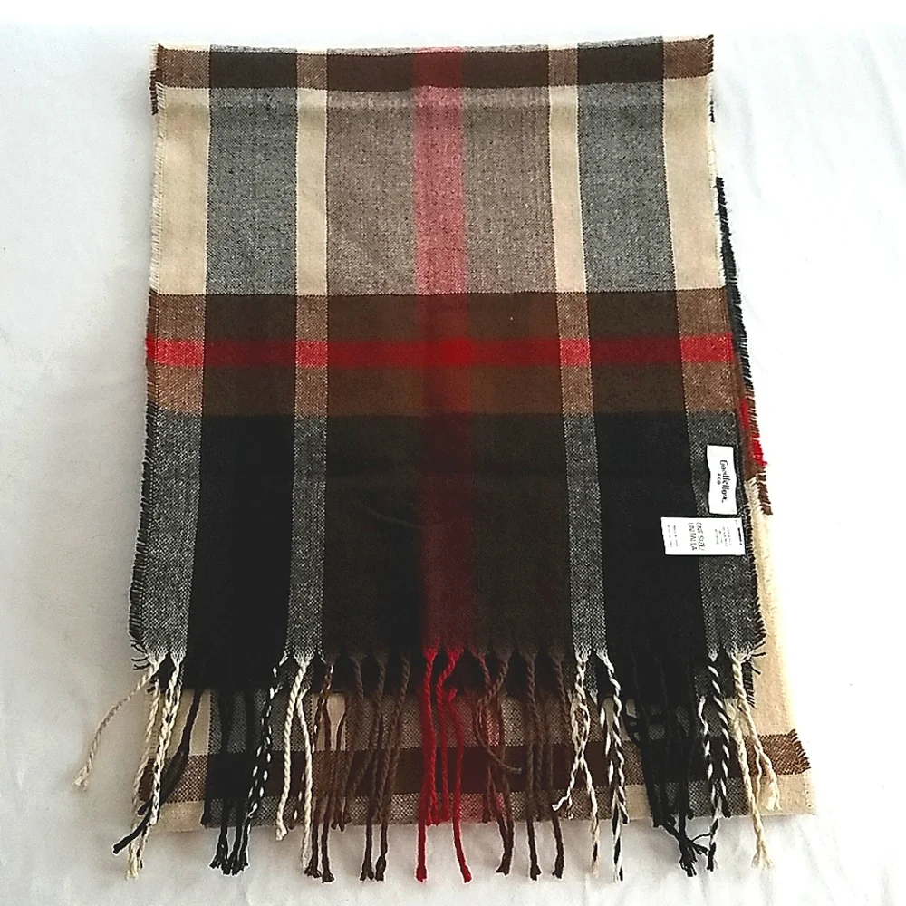 Goodfellow & Co Black Red Tan Brown Winter Scarf Size OSFM